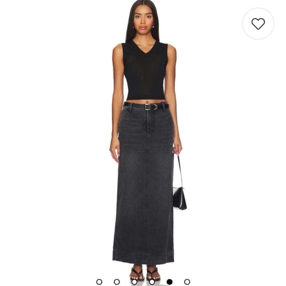 ALC Hunter Skirt Black Denim Hunter Panel Maxi Skirt Made in USA Size 2 NEW - Picture 4 of 17